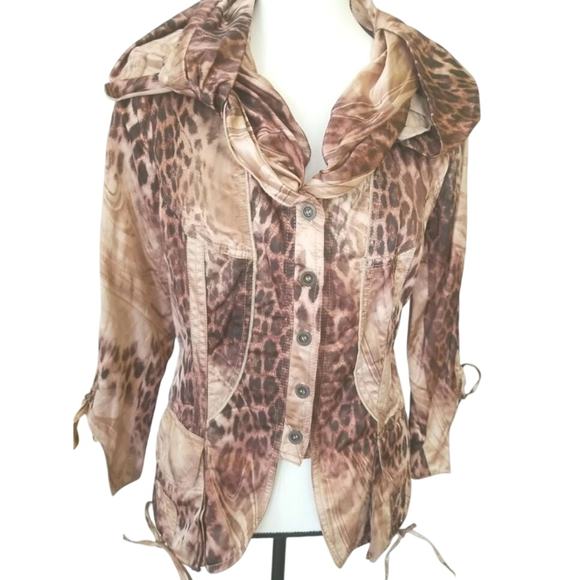 Alberto Makali Paris Designer Rare 90's Animal Print Jacket Full Collar Sz XL - Picture 4 of 12